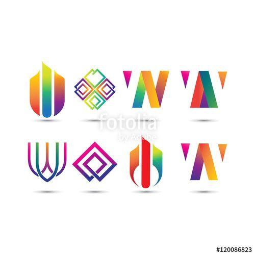 Colorful W Logo - Abstract Colorful W Logo - Set of Letter W Logo