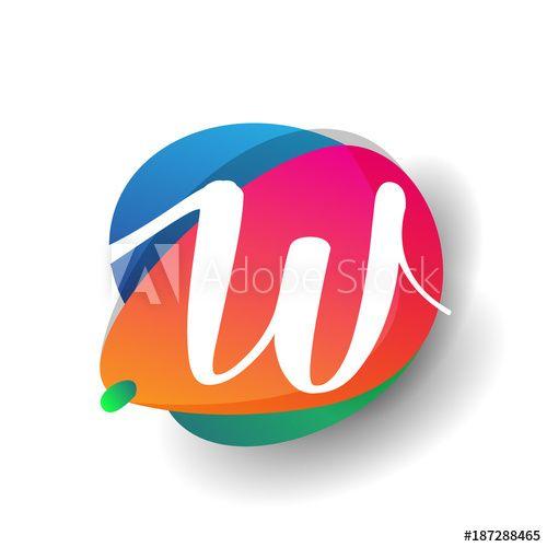 Colorful W Logo - Letter W logo with colorful splash background, letter combination ...