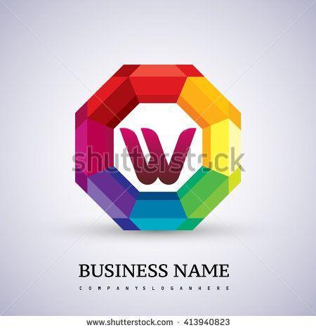 Colorful W Logo - Colorful Letter W logo design in the hexagon. Vector design template ...