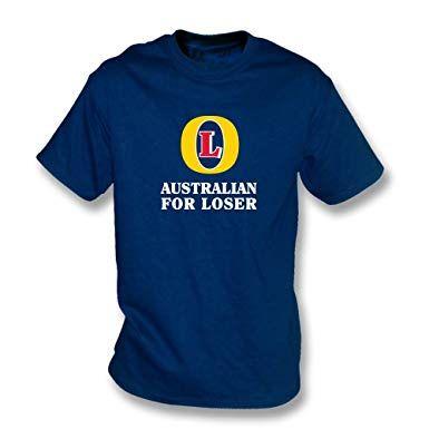 Funny Australian Logo - Australian For Loser (Fosters Logo Style) Men's T-shirt in Navy Blue ...