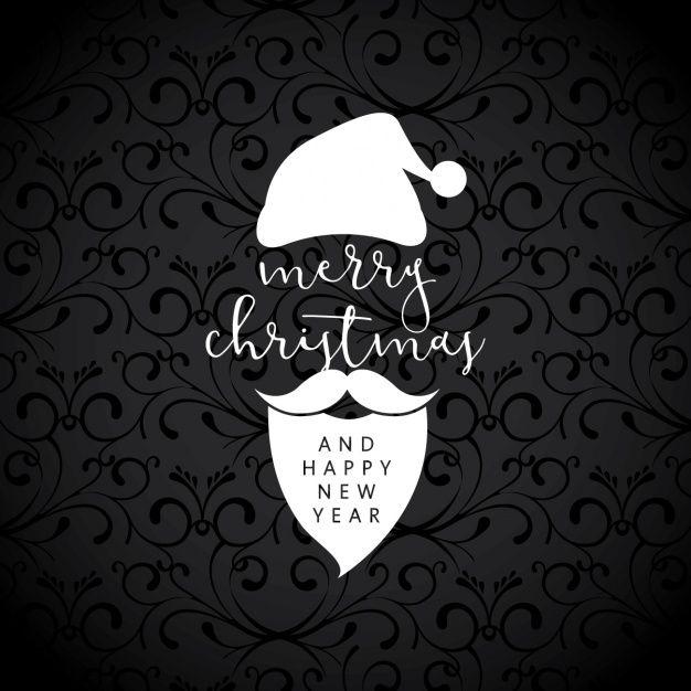 Black Santa Logo - Dark ornamental background with white santa claus Vector | Free Download