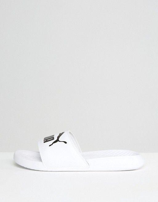White Puma Logo - Reliably Womens Sandals White White Puma Logo Slider In Custom