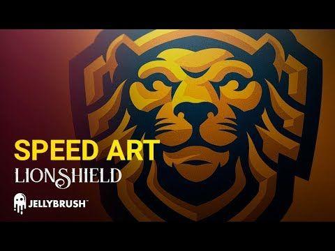 Lion Shield Logo - SPEED ART | Lion Shield MASCOT LOGO - @RogerElric - YouTube
