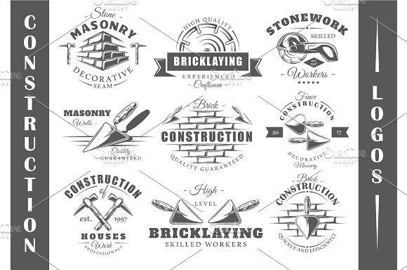 Vintage Construction Logo - 9 Construction Logos Templates Vol.2 ~ Logo Templates ~ Creative Market