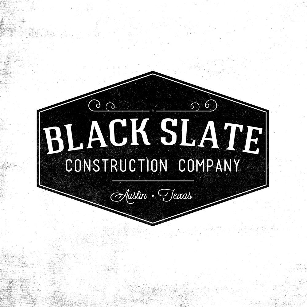 Vintage Construction Logo - Black Slate Construction Company Logo. Austin, Texas. Chase