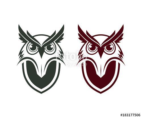 Owl Head Logo - Animal Head Owl with Shield on the Body Illustration Logo Symbol