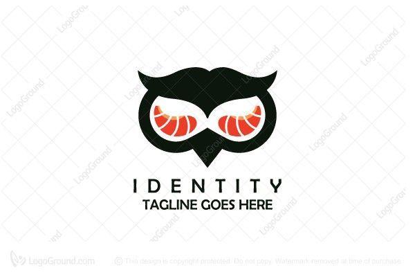 Owl Head Logo - Exclusive Logo 78541, Sushi Owl Logo | LOGOS FOR SALE | Owl logo ...