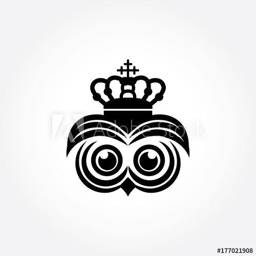 Owl Head Logo - owl head logo in line elegant design style with crown this