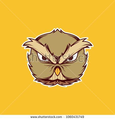 Owl Head Logo - Owl Head Illustration. Isolated Mascot Vector. Modern Badge animal