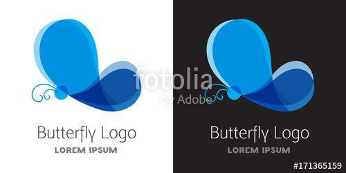 Blue Butterfly Logo - Colorful Blue Butterfly Logo Template. Stock Image And Royalty Free