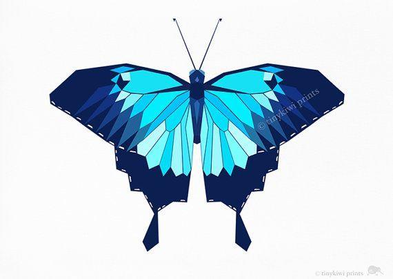 Blue Butterfly Logo - New Zealand Tomtit, Bird illustration, Geometric bird, Kiwi, Office ...