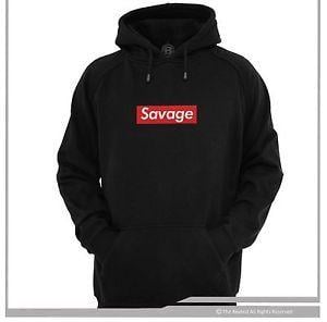Red Savage Logo - SAVAGE RED BOX LOGO HOODIE HOODY SWEATER HIP HOP DJ LIT 21 Savage