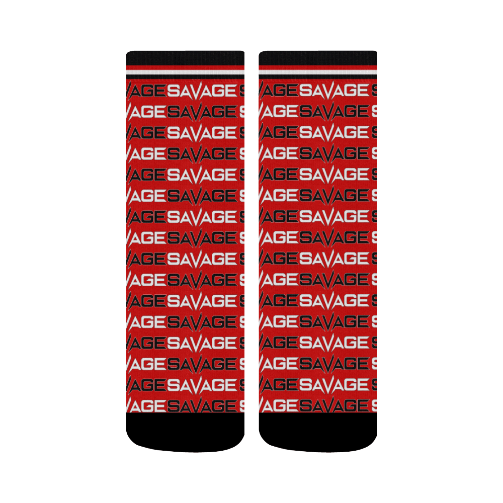 Red Savage Logo - Savage Logo Pattern Red Crew Socks - Savage Tattoo - Ogden, UT ...