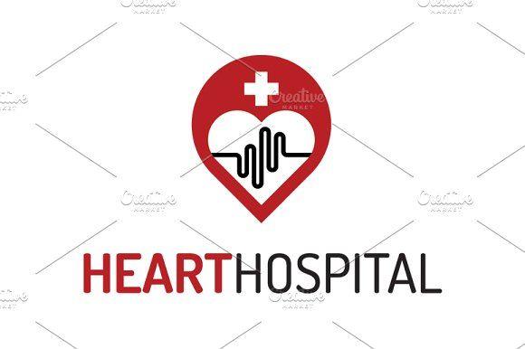 Hospital Logo - Heart Hospital Logo Template ~ Logo Templates ~ Creative Market