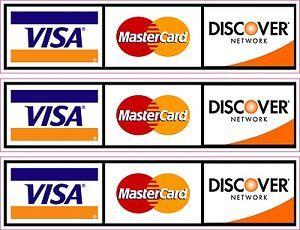 New Discover Credit Card Logo - NEW CREDIT CARD LOGO STICKER DECALS x3 Visa, MasterCard, Discover NO ...