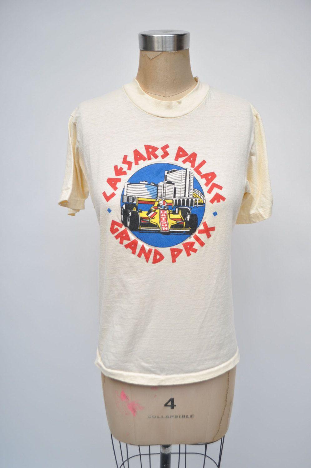 Casesar Palace Shirts Logo - Vintage Tshirt GRAND PRIX Datsun Caesars Palace T Shirt 1980s