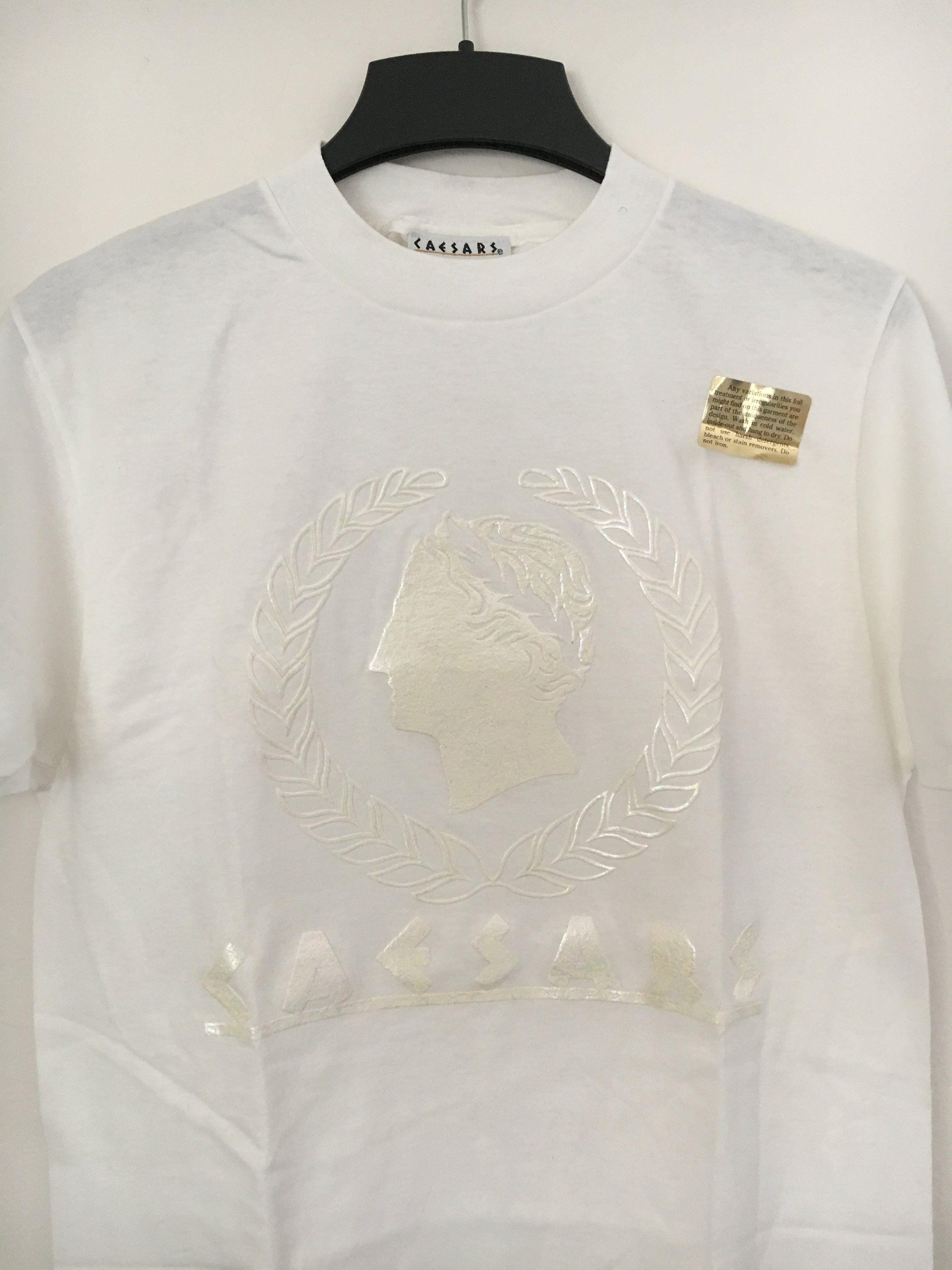 Casesar Palace Shirts Logo - Vintage Men's All White Caesars Palace Vegas T Shirt