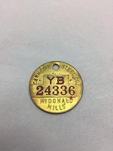 Carnegie Steel Logo - Vintage Carnegie Steel Mill Employee Badge Tag McDonald Mills Check ...