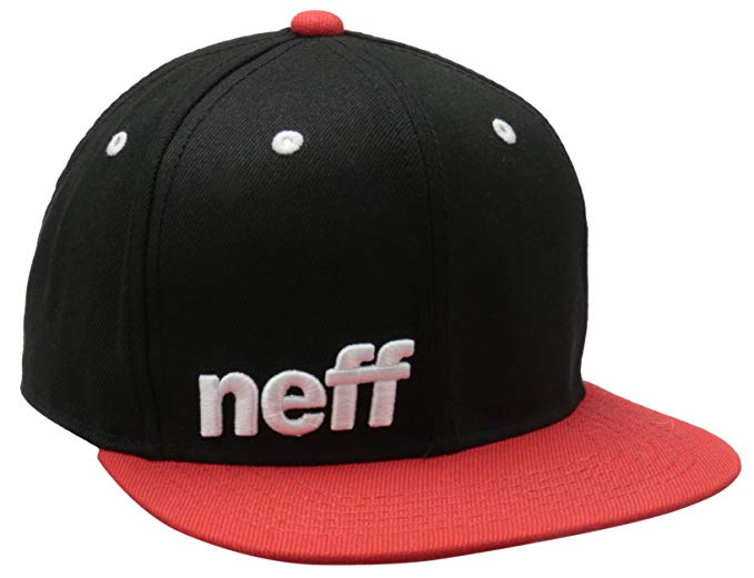 Neff with Hat Logo - NEFF Daily Flat Billed Adjustable Snapback Hat: Clothing