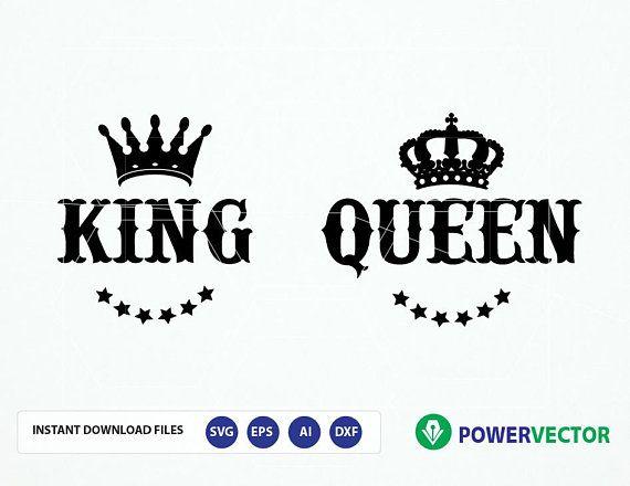 King and Queen Crown Logo - Royal Couple T shirt Design Svg. King Queen Svg. Svg cutting file