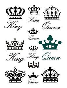 King and Queen Crown Logo - Waterproof Temporary Fake Tattoo Stickers Classic King Queen Crown