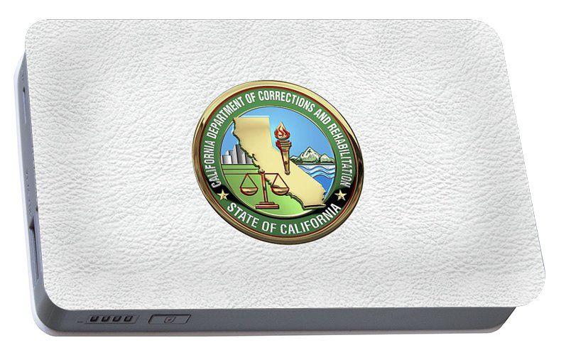 CDCR Logo - California Department Of Corrections And Rehabilitation - C D C R Logo Over  White Leather Portable Battery Charger