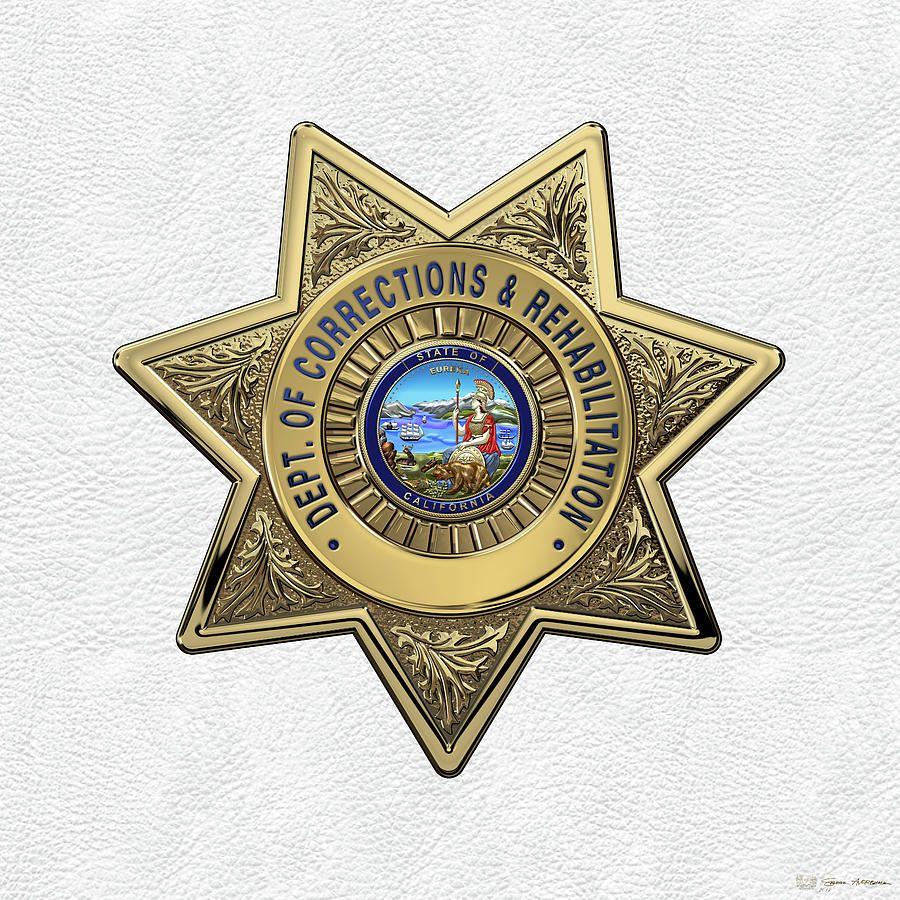 CDCR Logo - California Department Of Corrections And Rehabilitation D C R Officer Badge Over White Leather